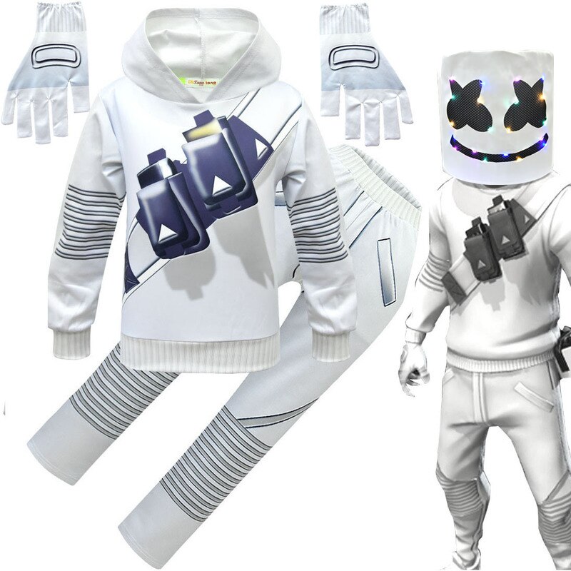 Kids Cosplay Costume Boys Stage speech DJ mask Scary Costumes Mask Jumpsuit Music Bodysuit Halloween Party Costume for Boy Girls